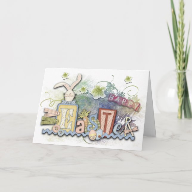 Cartes Pour Fêtes Annuelles Joyeux Collage de Printemps de Pâques (Devant)