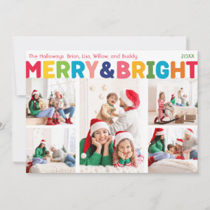 Cartes Pour Fêtes Annuelles Joyeux coloré et cinq photo brillant