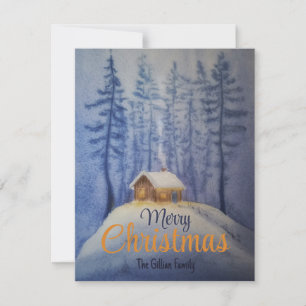Cartes Pour Fêtes Annuelles joyeux couleur d'eau de noël bleu