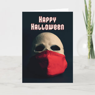 Cartes Pour Fêtes Annuelles Joyeux crâne d'Halloween dans le masque de visage 