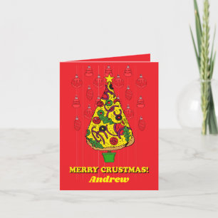Cartes Pour Fêtes Annuelles Joyeux Crustmas Drôle Pizza Slice Arbre de Noël