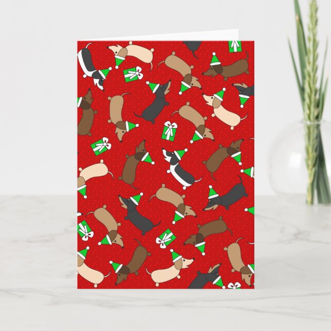 Cartes Pour Fêtes Annuelles Joyeux Dachshunds (Devant)