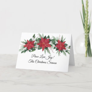 Cartes Pour Fêtes Annuelles Joyeux de la paix Red Poinsettia Noël vert
