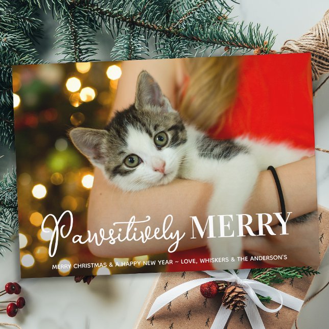 Cartes Pour Fêtes Annuelles Joyeux de manière péjorative Personnalisé chat ani (Créateur téléchargé)