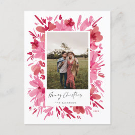 Cartes Pour Fêtes Annuelles Joyeux design de Noël abstrait à fleurs rouges