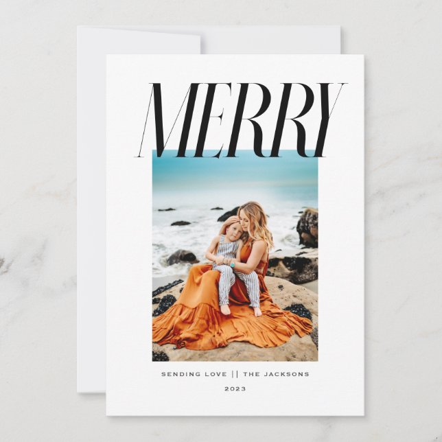 Cartes Pour Fêtes Annuelles Joyeux - Design moderne chic de Noël (Devant)