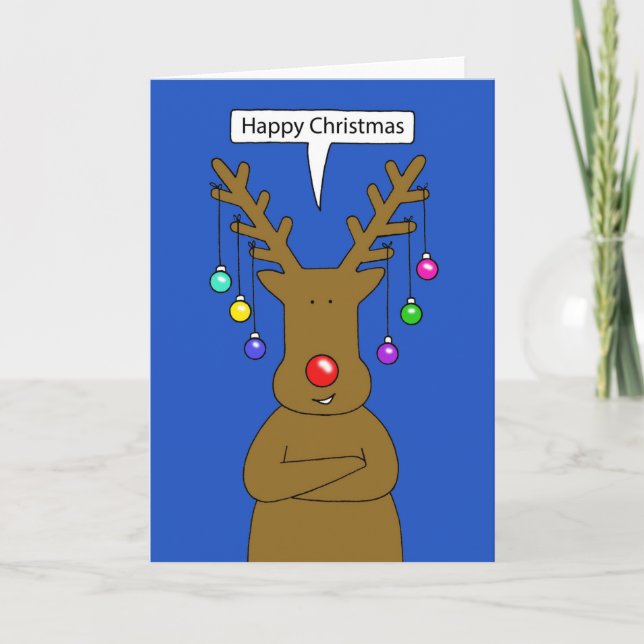 Cartes Pour Fêtes Annuelles Joyeux dessin de Noël Talking Reindeer (Devant)