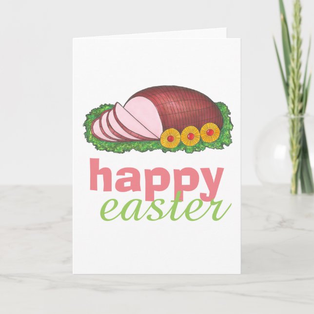 Cartes Pour Fêtes Annuelles Joyeux Dîner de jambon en tranches de Pâques (Devant)