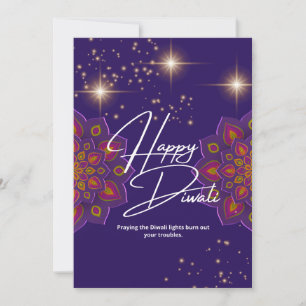 Cartes Pour Fêtes Annuelles Joyeux Diwali avec arrière - plan léger et violet