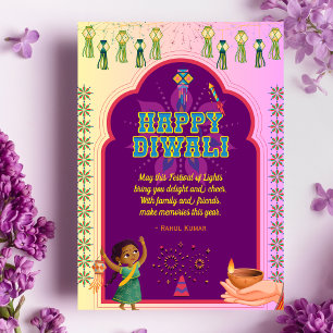 Cartes Pour Fêtes Annuelles Joyeux Diwali Diya et pétards