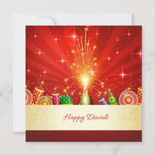 Cartes Pour Fêtes Annuelles Joyeux Diwali Diya Firework Festival de la lumière
