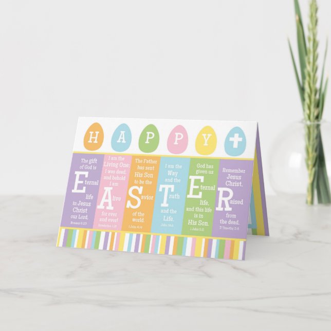 Cartes Pour Fêtes Annuelles Joyeux Écriture chrétienne de Pâques Verse carte-B (Devant)