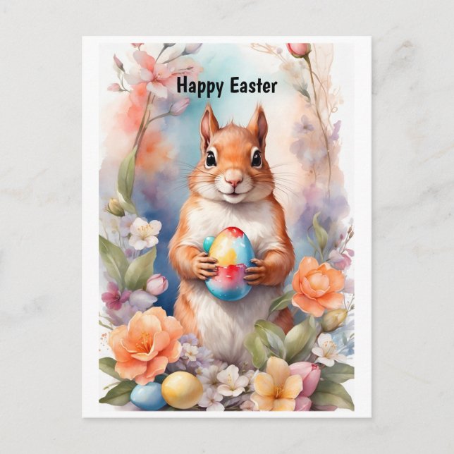 Cartes Pour Fêtes Annuelles Joyeux écureuil de Pâques (Devant)