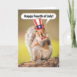 Cartes Pour Fêtes Annuelles Joyeux Écureuil du 4 juillet en Casquette patrioti