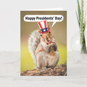Cartes Pour Fêtes Annuelles Joyeux Écureuil patriotique de la Journée des Prés