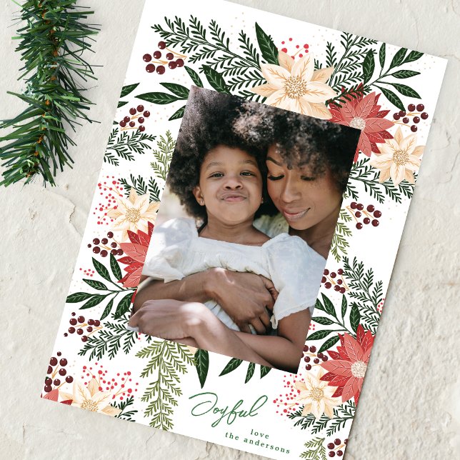 Cartes Pour Fêtes Annuelles Joyeux Elégant Noël Poinsettia Splendor Photo (Créateur téléchargé)