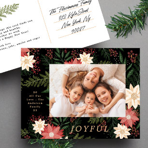 Cartes Pour Fêtes Annuelles Joyeux   Elégante Poinsettia Splendor de Noël