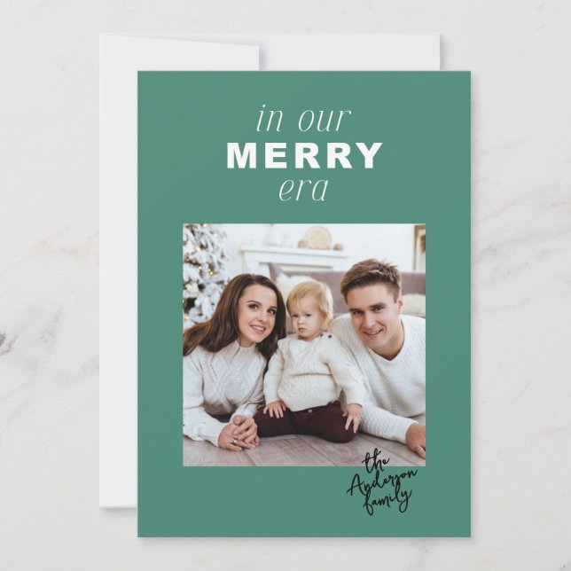 Cartes Pour Fêtes Annuelles Joyeux Era Bright Funky One Photo Green Christmas (Devant)