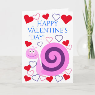 Cartes Pour Fêtes Annuelles Joyeux Escargot rose et violet : Heureuse Sainte-V