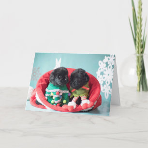 Cartes Pour Fêtes Annuelles Joyeux et avec reconnaissance chiots d'Elf
