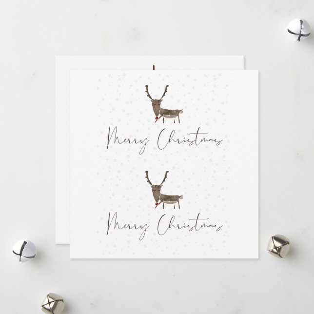 Cartes Pour Fêtes Annuelles Joyeux et béni Noël aquarelle Noël H (Devant/Arrière en situation)