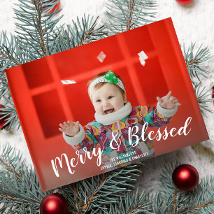 Cartes Pour Fêtes Annuelles Joyeux et bienheureux Noël Photo de vacances