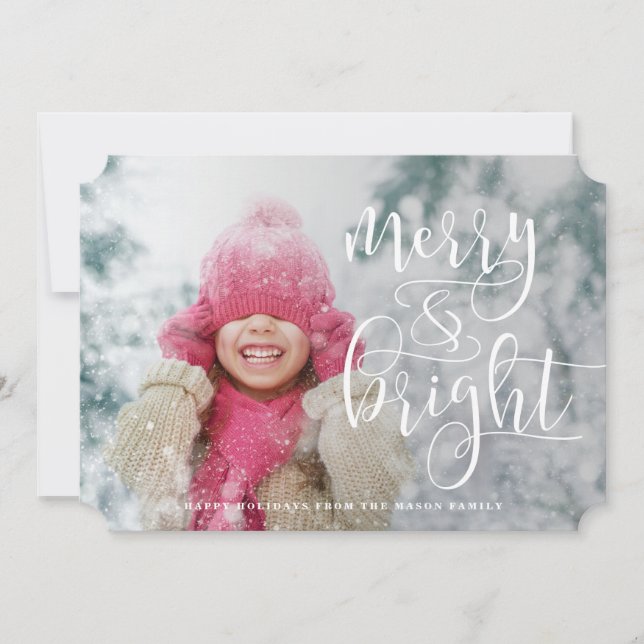 Cartes Pour Fêtes Annuelles Joyeux Et Blancs Revêtement Photo De Vacances (Devant)