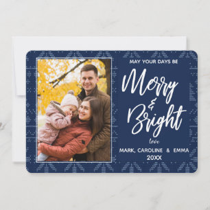 Cartes Pour Fêtes Annuelles Joyeux et bleu clair Knit Motif photo