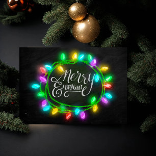 Cartes Pour Fêtes Annuelles Joyeux et brillant avec lumières