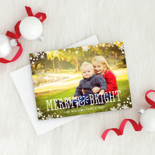 Cartes Pour Fêtes Annuelles Joyeux et brillant blanc moderne superposé photo