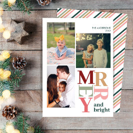 Cartes Pour Fêtes Annuelles Joyeux et brillant Collage photo personnalisée Noë