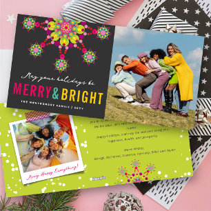 Cartes Pour Fêtes Annuelles Joyeux et brillant coloré Festin Star Élégant Phot