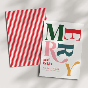 Cartes Pour Fêtes Annuelles Joyeux et brillant couleur Noël rétro