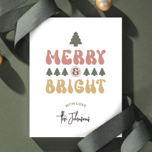 Cartes Pour Fêtes Annuelles Joyeux et brillant couleur rétro Noël non photo