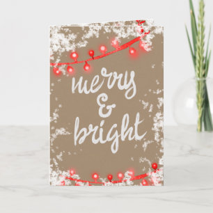 Cartes Pour Fêtes Annuelles Joyeux et brillant écriture Red Snowtree lumières 