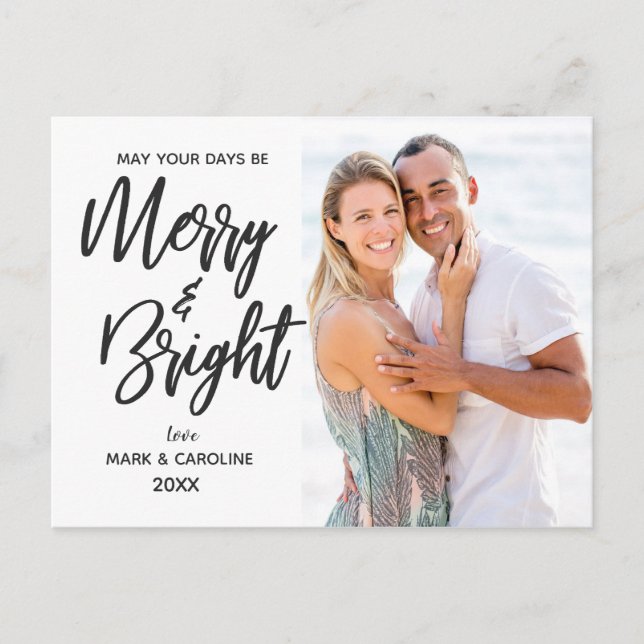 Cartes Pour Fêtes Annuelles Joyeux et brillant Elegant Photo de Noël (Devant)