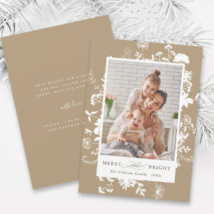 Cartes Pour Fêtes Annuelles Joyeux et brillant Fleur sauvage Silhouette Photo 