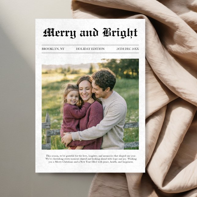 Cartes Pour Fêtes Annuelles Joyeux et brillant journal famille photo Noël (Créateur téléchargé)