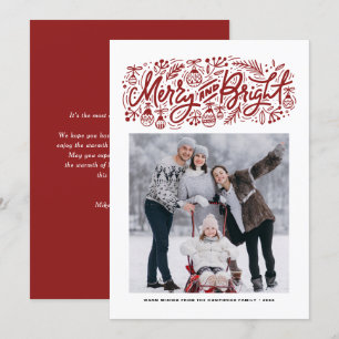 Cartes Pour Fêtes Annuelles Joyeux et brillant Lettres rouge photo de Noël