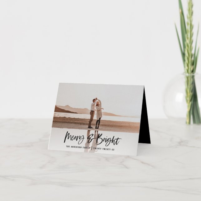 Cartes Pour Fêtes Annuelles Joyeux et brillant moderne, photos minimes noël (Devant)