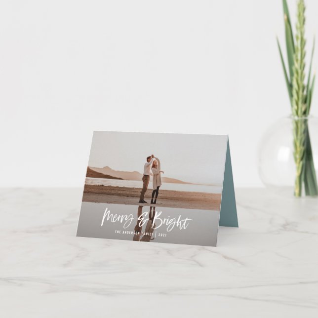 Cartes Pour Fêtes Annuelles Joyeux et brillant moderne, photos minimes noël (Devant)