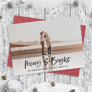 Cartes Pour Fêtes Annuelles Joyeux et brillant moderne, photos minimes noël