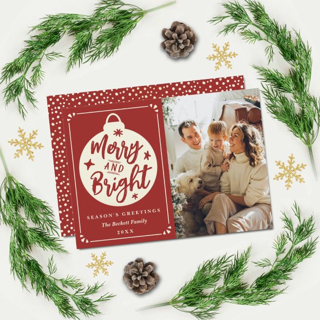 Cartes Pour Fêtes Annuelles Joyeux et brillant Noël moderne Bauble photo (Créateur téléchargé)