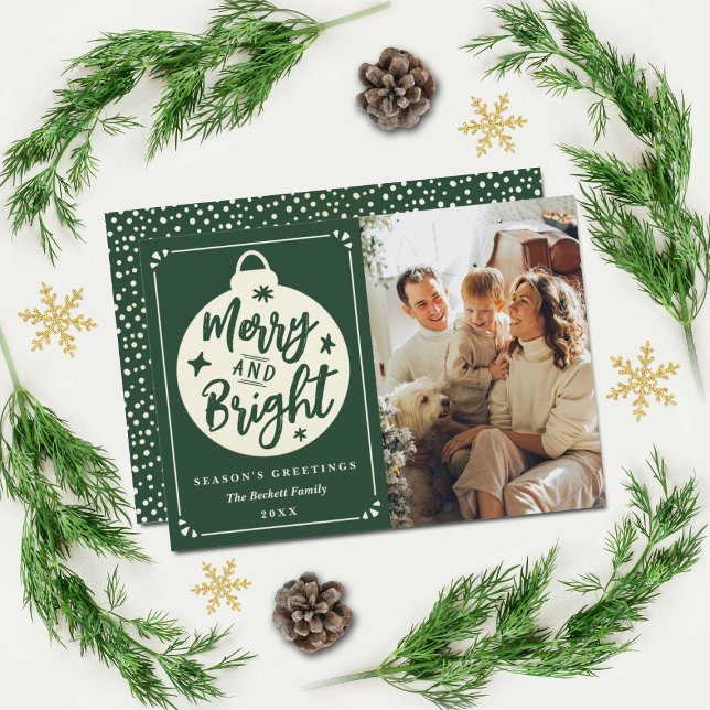 Cartes Pour Fêtes Annuelles Joyeux et brillant Noël moderne Bauble photo (Créateur téléchargé)