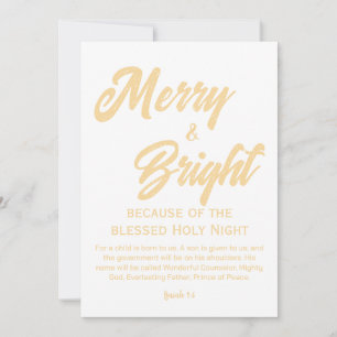 Cartes Pour Fêtes Annuelles Joyeux et brillant Noël or Script beige