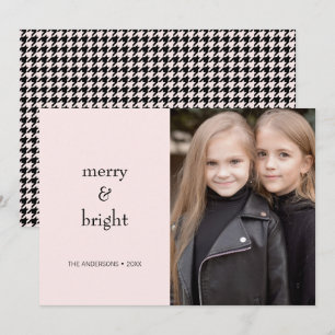 Cartes Pour Fêtes Annuelles Joyeux et brillant Noël rose et noir photo