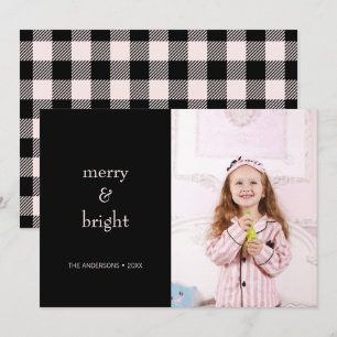 Cartes Pour Fêtes Annuelles Joyeux et brillant Noël rose et noir photo