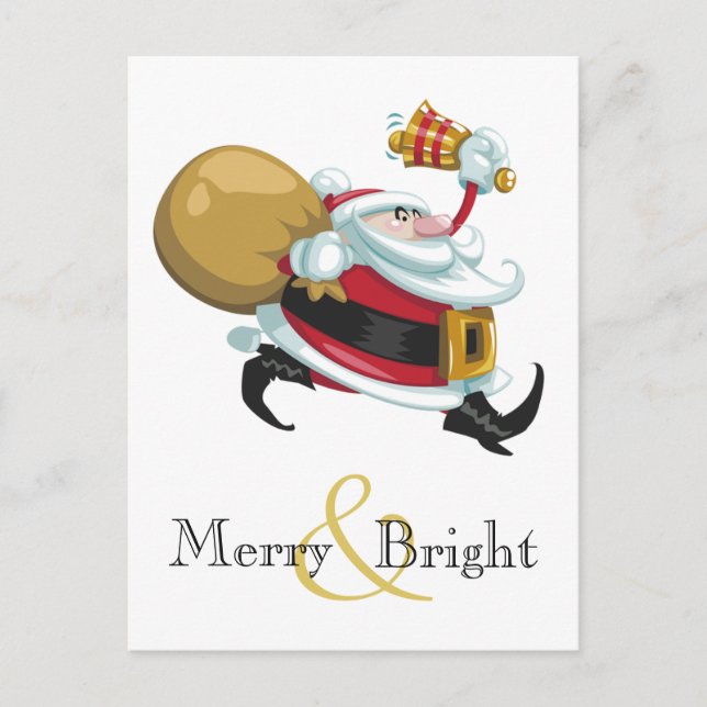 Cartes Pour Fêtes Annuelles Joyeux et brillant Père Noël (Devant)