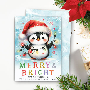 Cartes Pour Fêtes Annuelles Joyeux et brillant pingouin amusant Noël