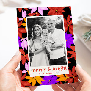 Cartes Pour Fêtes Annuelles Joyeux et brillant Poinsettia photo noire